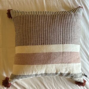 Striped Cream 18x18 and Brown Pillow with Tassels